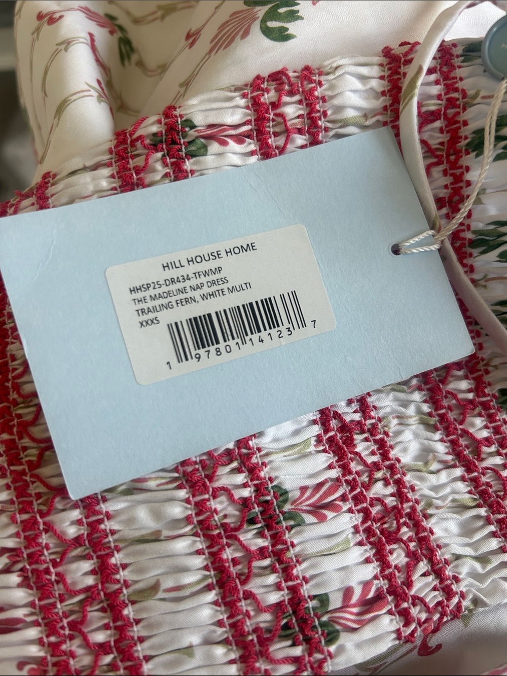 NWT Hill House Home Madeline Nap Dress In Trailing Fern, White Multi XXXS